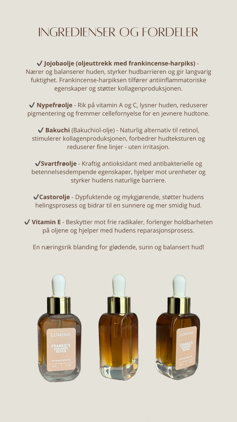 Frankie’s Radiance Repair Ansiktsolje 30ml